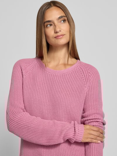 Fynch-Hatton Sweter z dzianiny z prążkowanymi wykończeniami Różowawy 3