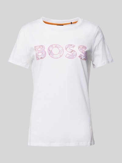 BOSS Orange T-Shirt mit Label-Print Modell 'Elogo' Weiss 2