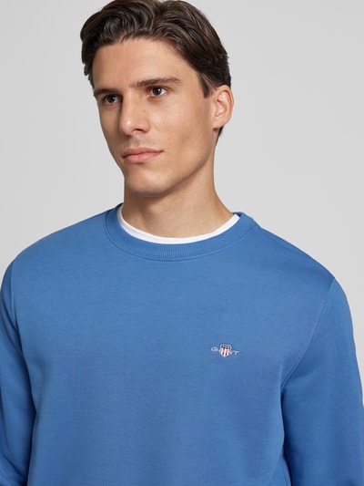 Gant Sweatshirt mit  Label-Stitching Modell 'SHIELD' Royal 3