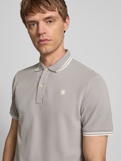G-Star Raw Slim fit poloshirt met labelstitching, model 'Dunda' Lichtgrijs - 3