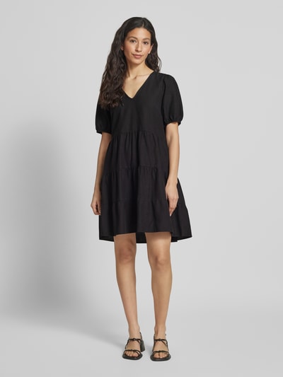 Vila Tailliertes Minikleid aus Viskose-Mix mit Leinen-Anteil Modell 'PRISILLA' Black 1