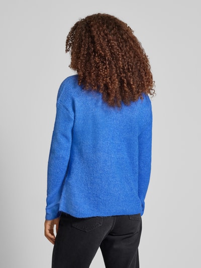 Only Regular Fit Strickpullover mit V-Ausschnitt Modell 'CAMILLA' Blau Melange 5