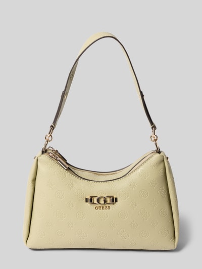 Produktfoto, Shoulder Bag in Leder-Optik mit Logo-Detail Modell 'Anise' von Guess, strukturierte Oberfläche, geteiltes Hauptfach mit Reißverschluss, Schulterriemen, Maße 30 cm Breite, 19 cm Länge, 8 cm Tiefe, Riemenlänge 52 cm