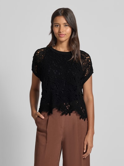 monari Bluzka z dzianiny z okrągłym dekoltem Czarny 4