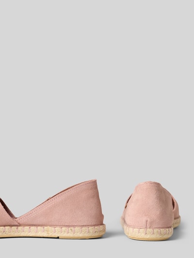 Productfoto, Espadrilles aus Leder mit Label-Patch Modell 'CARMEN' van Verbenas, roze leer, afgeronde vorm, gestructureerde zool, patch, maat 40: hakhoogte 2 cm, schachthoogte 7 cm, schachtwijdte 5 cm