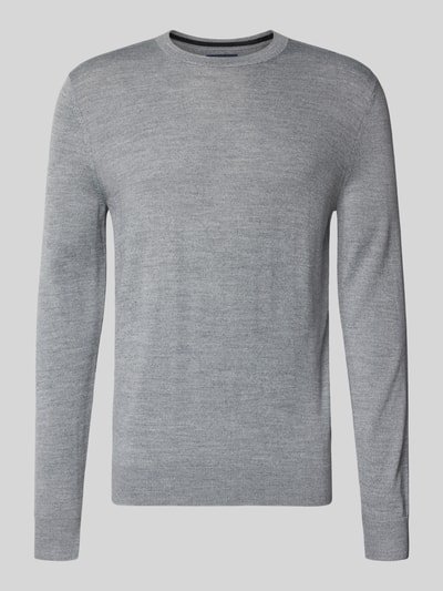 Christian Berg Men Regular Fit Longsleeve aus Merino-Mix Hellgrau Melange 2
