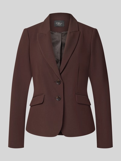 Produktfoto, Slim Fit Kurzblazer mit Viskose-Anteil von s.Oliver BLACK LABEL, brązowy, dwa guziki, gładka tekstura, modny styl