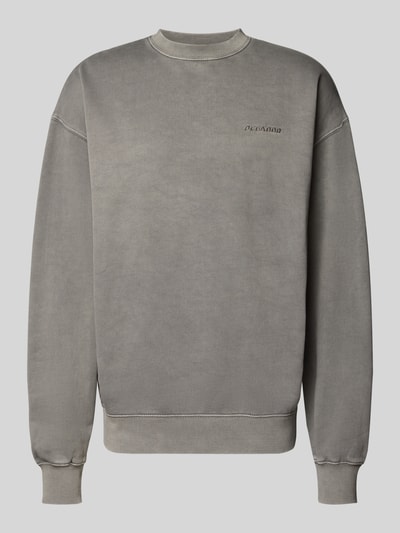 Produktfoto, Relaxed Fit Sweatshirt aus Baumwoll-Mix von PEGADOR in Grau mit Logo-Stickerei, langen Ärmeln und gerippten Bündchen