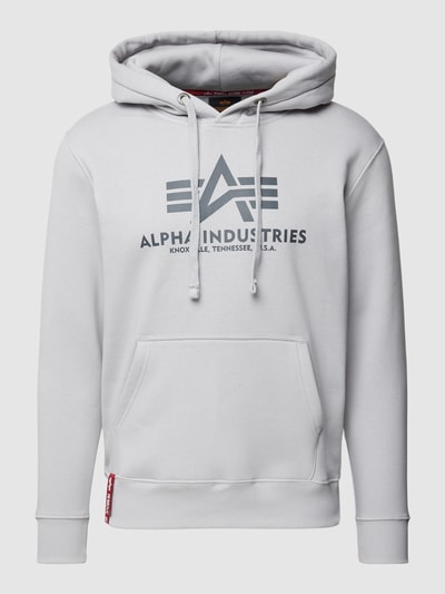 Alpha Industries Hoodie mit Label-Print Modell 'BASIC' Hellgrau 2