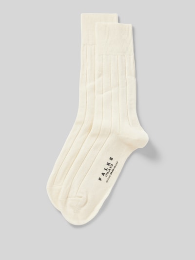 Falke Socken mit Label-Detail Modell 'LHASA' Offwhite 1