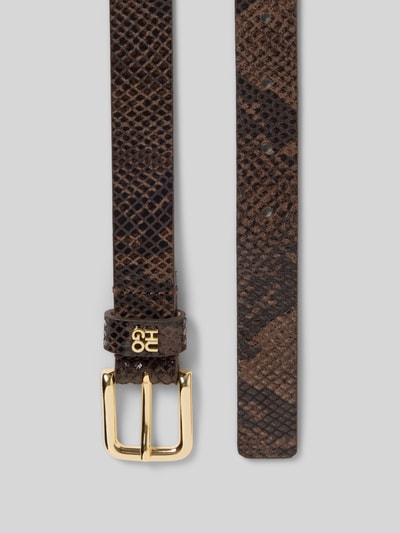 Produktfoto, Gürtel aus echtem Leder Modell 'TINA_HU-GO-PT_SZ25' von HUGO mit Animal Print, goldfarbener Dornschließe und Logo-Applikation.