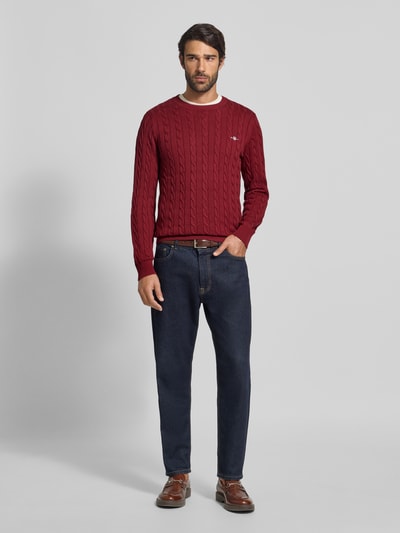 Gant Strickpullover mit gerippten Abschlüssen Bordeaux 1