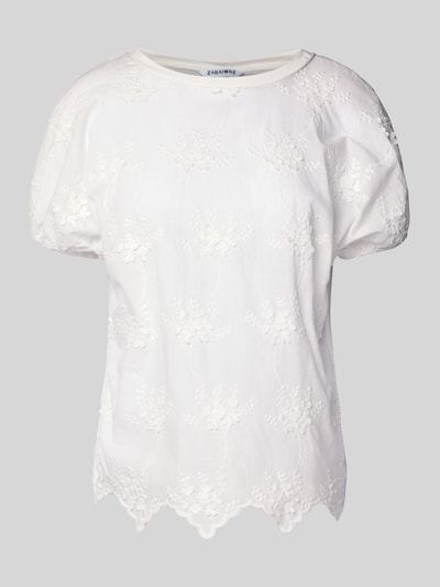 ZABAIONE Blusenshirt mit geripptem Rundhalsausschnitt Offwhite 2
