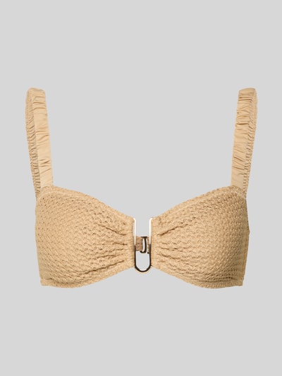Produktfoto, Bikini-Oberteil mit Strukturmuster von Jake*s Casual in Beige, elastischer Material-Mix, Slim Fit, Raffungen, feine Oberflächenstruktur