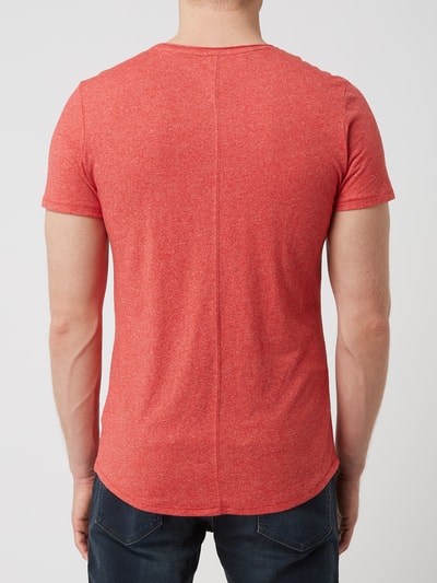 Tommy Jeans Slim fit T-shirt met geborduurd logo, model 'Jaspe' Rood gemêleerd - 5