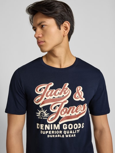 Jack & Jones T-shirt z nadrukiem z logo Granatowy 3