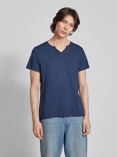 Blend T-shirt in gemêleerde look, model 'NOOS' Marineblauw - 4