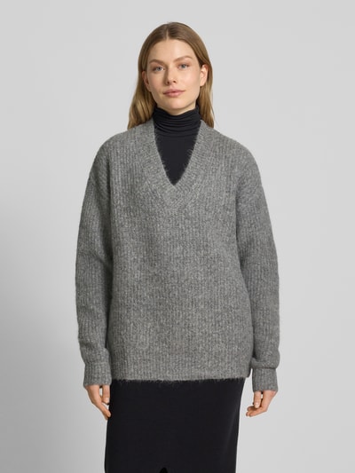GUIDO MARIA KRETSCHMER WOMAN Gebreide pullover van alpacamix met V-hals Antraciet - 4