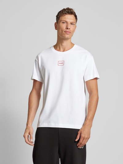 HUGO T-shirt z nadrukiem z logo model ‘Laze’ Biały 4