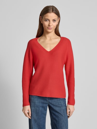 s.Oliver RED LABEL Comfort Fit Strickpullover aus Baumwoll-Mix mit V-Ausschnitt Rot 4