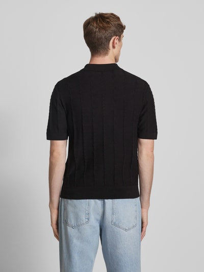 REVIEW Regular Fit Poloshirt mit Label-Stitching Black 5