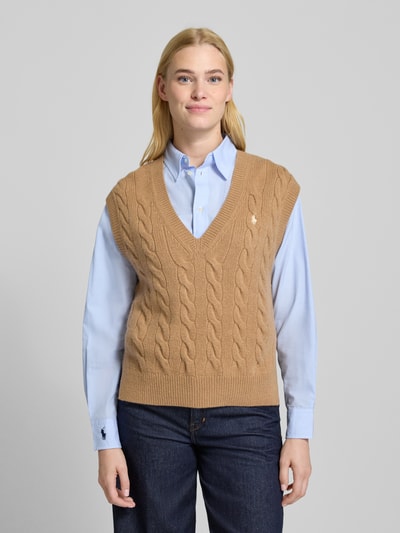 Polo Ralph Lauren Strickpullunder mit Zopfmuster Camel 4