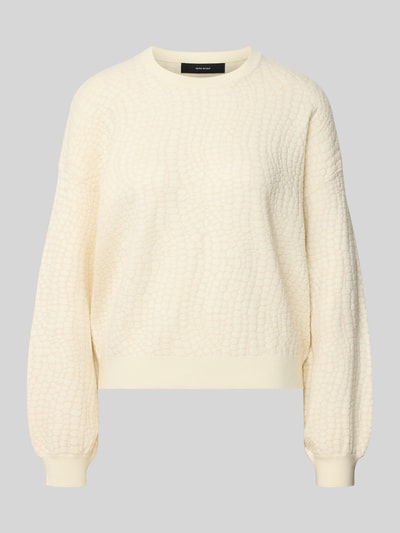 Produktfoto, cremefarbener Regular Fit Pullover aus Viskose-Mix Modell 'NANCY' von VERO MODA mit strukturierter Oberfläche, Damen Pullover