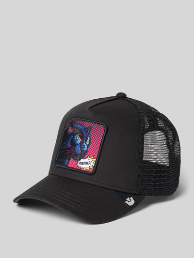 Produktfoto, czarna czapka z daszkiem z haftem model 'POPArt - Panther' od GOORIN BROS., mieszanka bawełny, regulowana długość
