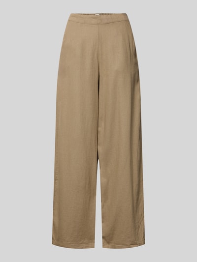 Produktfoto, Wide Leg Pants mit Eingrifftaschen Modell 'LINNO' von ICHI aus Leinen-Viskose-Mix in Beige, ausgestellter Schnitt, glatte Textur