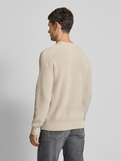 BOSS Orange Gebreide pullover met extra brede schouders, model 'Alamaka' Beige - 5