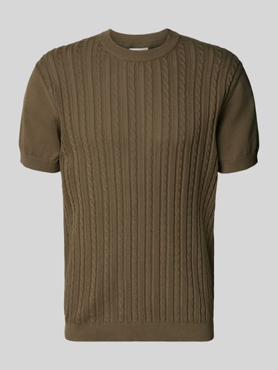 Lindbergh T-Shirt in Strick-Optik mit Zopfmuster Camel 2