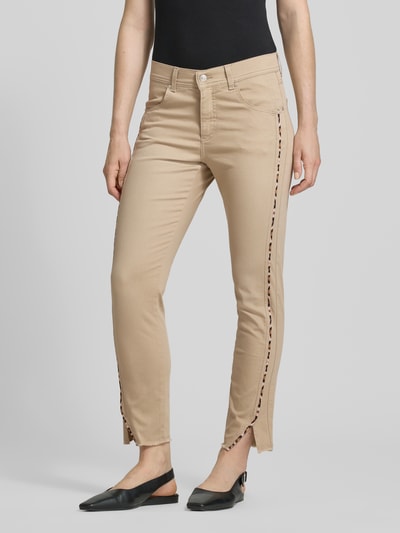 Angels Spodnie o kroju slim fit z wypustkami w kontrastowym kolorze model ‘Ornella’ Piaskowy 4