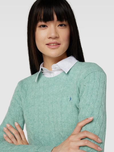 Polo Ralph Lauren Strickpullover mit Zopfmuster Modell 'JULIANNA' Mint 3