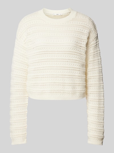 Mango Strickpullover mit Lochmuster Modell 'MUDITO' Offwhite 2