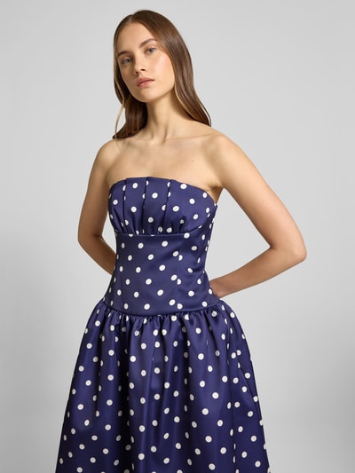 Self-Portrait Knielanges Kleid im Off-Shoulder-Design Marine 3