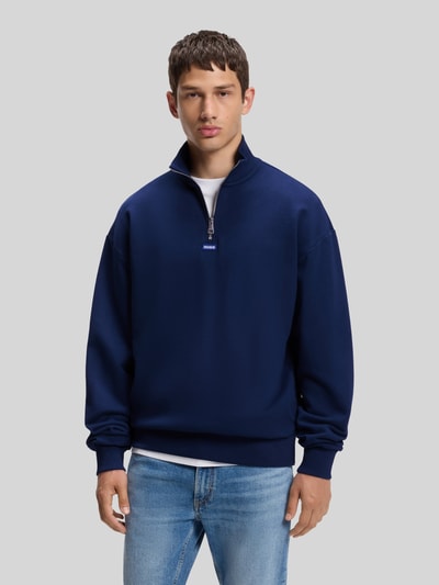 HUGO Blue Regular Fit Troyer aus reiner Baumwolle Modell 'Neeler' Marine 4