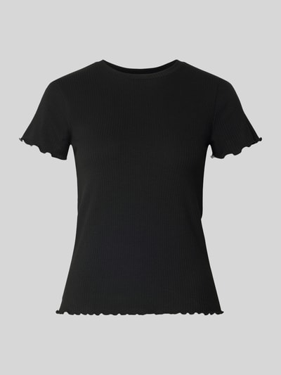 PIECES t-shirt o kroju slim fit z dodatkiem wiskozy model 'NICCA' Czarny 2
