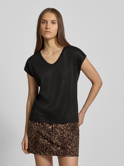 Only Regular fit T-shirt met viscose, model 'SILVERY' Zwart - 4