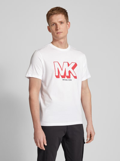 Michael Kors T-shirt z nadrukiem z logo model ‘SKETCH MK’ Biały 4