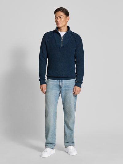 Armedangels Regular Fit Troyer aus reiner Baumwolle Modell 'KAALVES' Dunkelblau 1