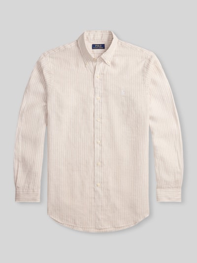 Produktfoto, Regular Fit Freizeithemd aus reinem Leinen von Polo Ralph Lauren in Mehrfarbig, gestreift, Flammgarn-Textur, Button-Down-Kragen, Logo-Detail