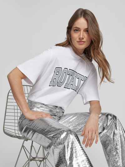 ROTATE Oversized T-Shirt mit Label-Print Weiss 3