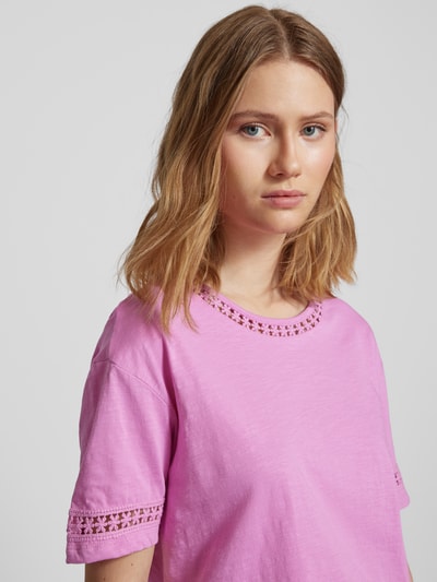 Jake*s Casual T-Shirt mit Häkelspitze Pink 3