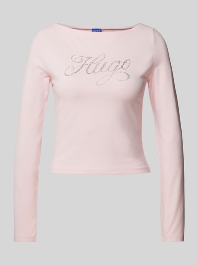 Hugo Blue T-Shirt mit Strasssteinbesatz Modell 'Dastja' Rosa 1