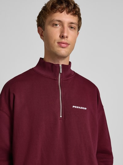 Pegador Oversized sweatshirt met logostitching en schipperskraag Bordeaux - 3