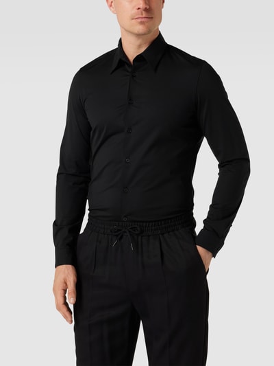 Drykorn Slim Fit Business-Hemd mit Kentkragen Modell 'ZED' Black 4