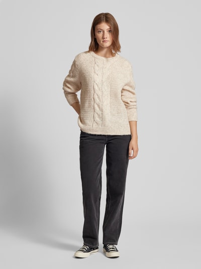 Pieces Gebreide pullover met kabelmotief, model 'NINA' Offwhite - 1