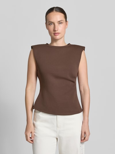 YAS Blouse met gelegde plooien model 'Pina' Donkerbruin - 4