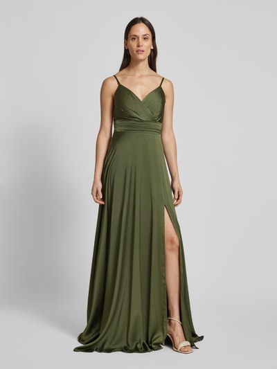 TROYDEN COLLECTION Abendkleid in Wickel-Optik Oliv 4