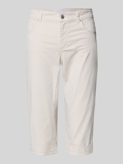 Produktfoto, Caprihose mit Umschlag und Eingrifftaschen von Angels im Regular Fit aus Baumwoll-Elasthan-Mix in hellem Beige, feine Webstruktur